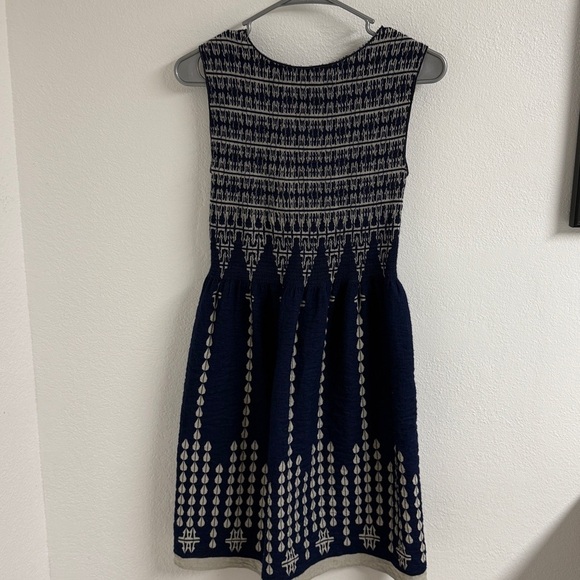 MAX STUDIO Fit and Flare, Smocked Mini Dress, Navy xs - Picture 8 of 11